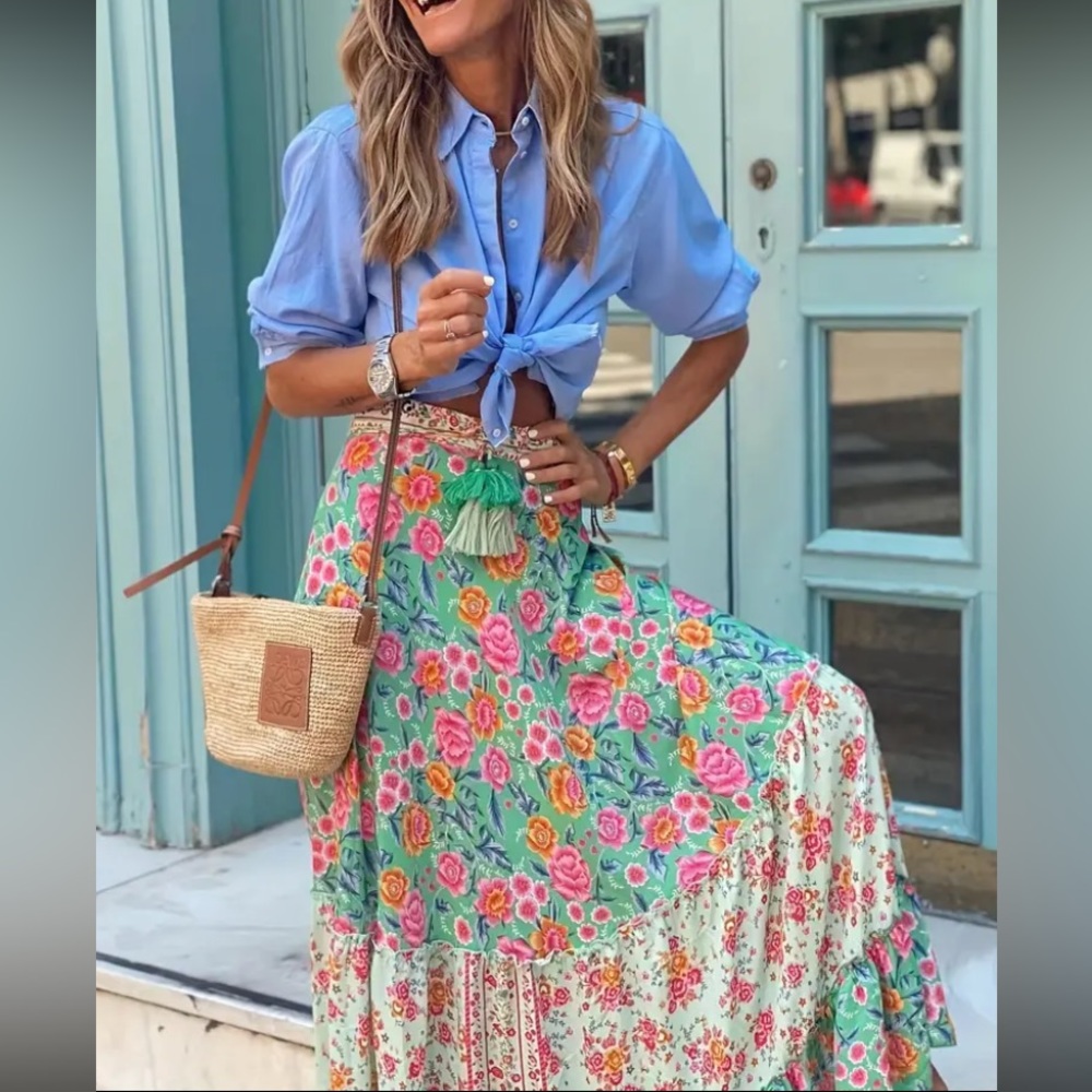Boho floral print ruffle hem maxi dress - Picture 5 of 5